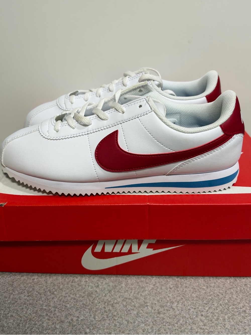 Nike Cortez White Varsity Blue Varsity Red (GS) Size 6.5Y NEW DM0950115